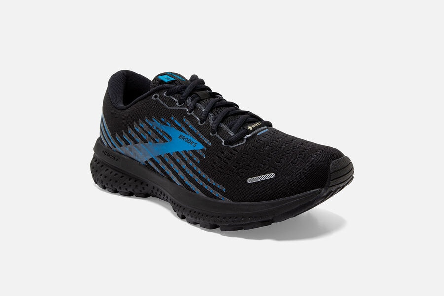 Brooks Running Shoes - Ghost 13 GTX Road Mens - Black/Blue - OUE-173852